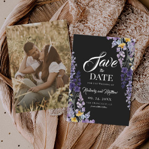 Elegant Wildflower Rustic Black Wedding Save The Date