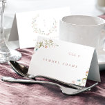 Elegant Wildflower Rustic Boho Foldable Place Card<br><div class="desc">Elegant delicate watercolor wildflowers design, with couple monogram on the back, Pastel palettes of soft blush pink, off white, beige, dusty blue, dusty pink and botanical greenery, Great floral wedding place cards for modern rustic wedding, country garden wedding, and boho wedding in spring and summer. See all the matching pieces...</div>