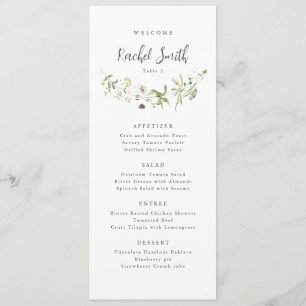 Elegant Wildflower Rustic Boho Wedding Guest Name Menu