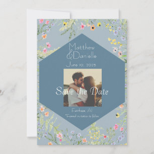 Elegant Wildflower Save The Date with Photo