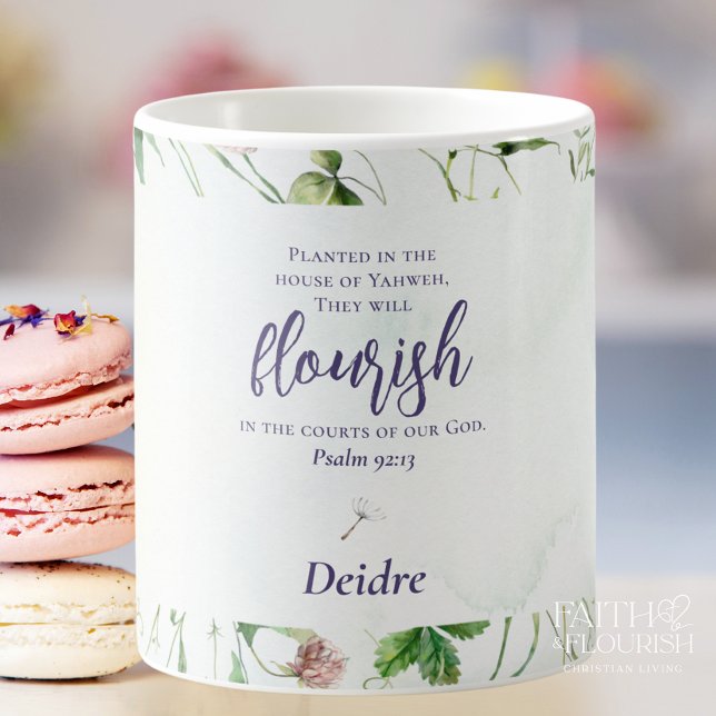 Elegant Wildflower Scripture Personalized Coffee Mug (Creator Uploaded)