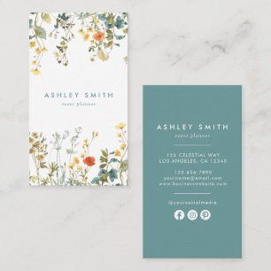 Elegant Wildflower Social Media Business Card