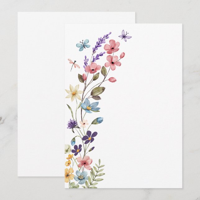 Elegant Wildflower Spring Summer Blank Wedding Invitation (Front/Back)
