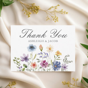 Elegant Wildflower Spring Wedding Custom Thank You Card
