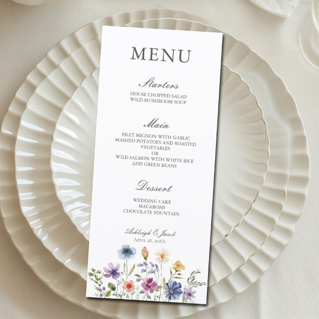 Elegant Wildflower Spring Wedding Dinner Menu (Creator Uploaded)