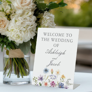 Elegant Wildflower Spring Wedding Personalized Pedestal Sign