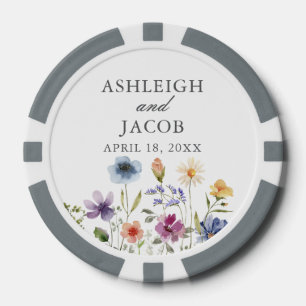 Elegant Wildflower Spring Wedding Personalized Poker Chips