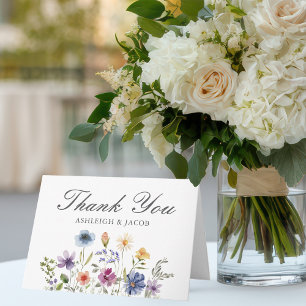 Elegant Wildflower Spring Wedding Personalized Thank You Card