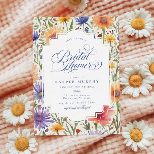 Elegant Wildflower Summer Floral Bridal Shower Invitation (Creator Uploaded)
