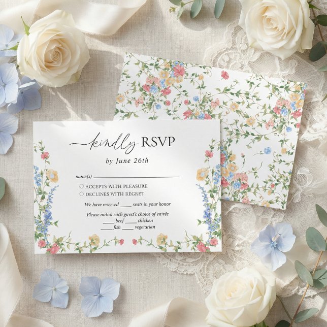 Elegant Wildflower Summer Wedding RSVP Card (Creator Uploaded)