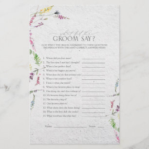 Elegant Wildflower Watercolor Bridal Shower Game