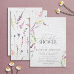 Elegant Wildflower Watercolor Floral Bridal Shower Invitation<br><div class="desc">Modern,  elegant bridal shower invitation featuring  watercolor wildflower motifs in soft shades of blush pink,  lilac and lavender,  yellows,  blues and delicate green botanical leaves. Personalize your bridal shower details in soft off-black,  accented with beautiful modern hand lettered calligraphy. Copyright Elegant Invites,  all rights reserved.</div>