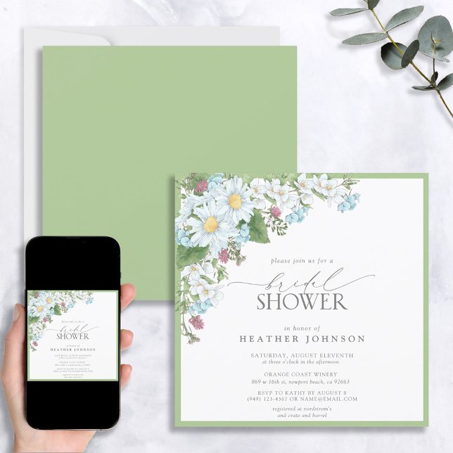 Elegant Wildflower Watercolor Floral Bridal Shower Invitation (Creator Uploaded)