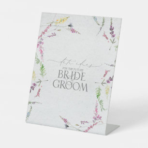 Elegant Wildflower Watercolor Floral Date Ideas Pedestal Sign