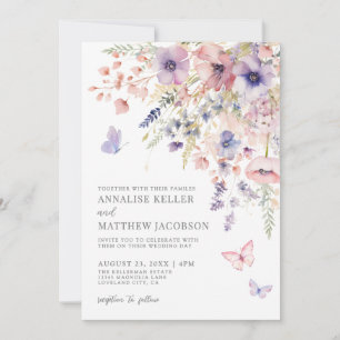 Elegant Wildflower Watercolor Floral Wedding Invitation