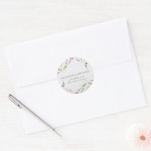 Elegant Wildflower Watercolor Return Address Classic Round Sticker