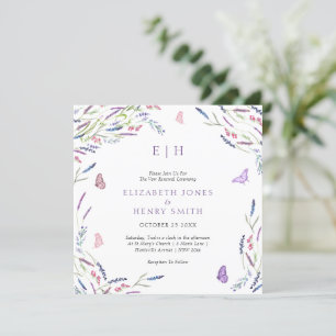 Elegant Wildflower Watercolor Wreath Vow Renewal Invitation
