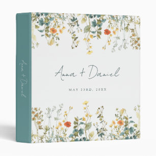 Elegant Wildflower Wedding 3 Ring Binder