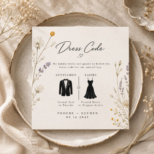 Elegant Wildflower Wedding Dress Code Enclosure Card