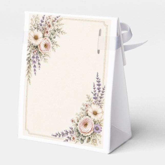 Elegant Wildflower Wedding Favor Box (Back Side)