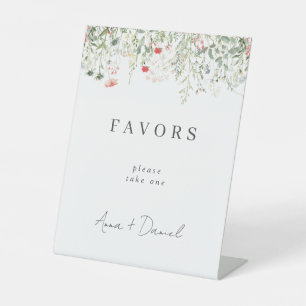 Elegant Wildflower Wedding Favours Pedestal Sign