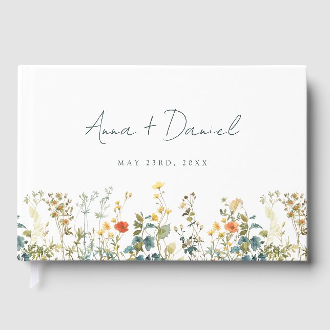 Elegant Wildflower Wedding Guest Book (Front)