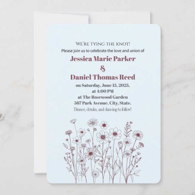 Elegant Wildflower Wedding Invitation (Front)