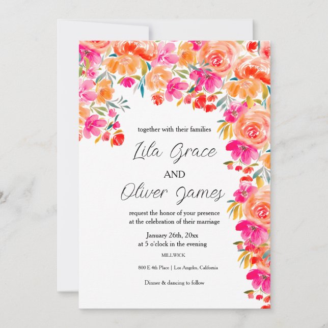 Elegant Wildflower Wedding Invitation (Front)