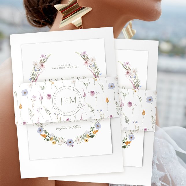 Elegant wildflower wedding invitation belly band (Creator Uploaded)