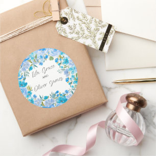 Elegant Wildflower Wedding Invitation Classic Round Sticker