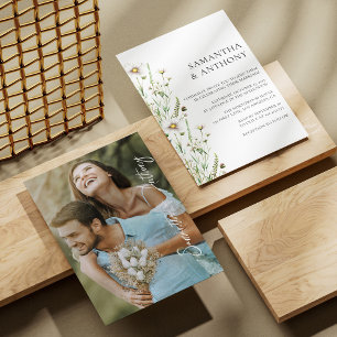 Elegant Wildflower Wedding Invitation Custom Photo