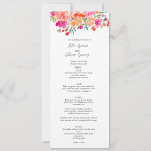 Elegant Wildflower Wedding Menu Invitation 