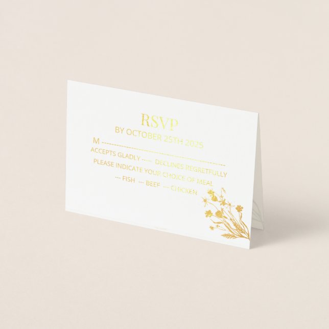 Elegant Wildflower Wedding RSVP Card (Front)