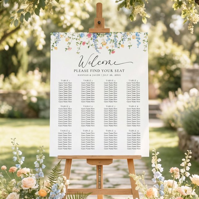 Elegant Wildflower Wedding Seating Chart Poster (Creator Uploaded)