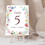 Elegant Wildflower Wedding Table Number<br><div class="desc">Watercolor Elegant Wildflower Wedding Table Number. Matching items available.</div>