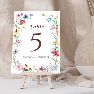 Elegant Wildflower Wedding Table Number