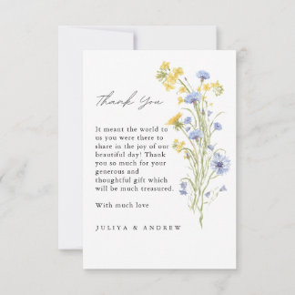 Elegant Wildflower wedding Thank You Card