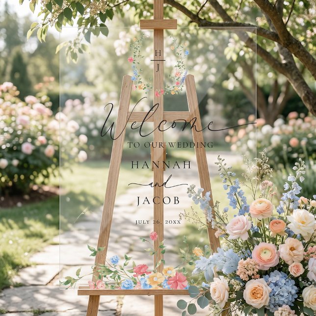 Elegant Wildflower Wedding Welcome Sign (Créateur téléchargé)