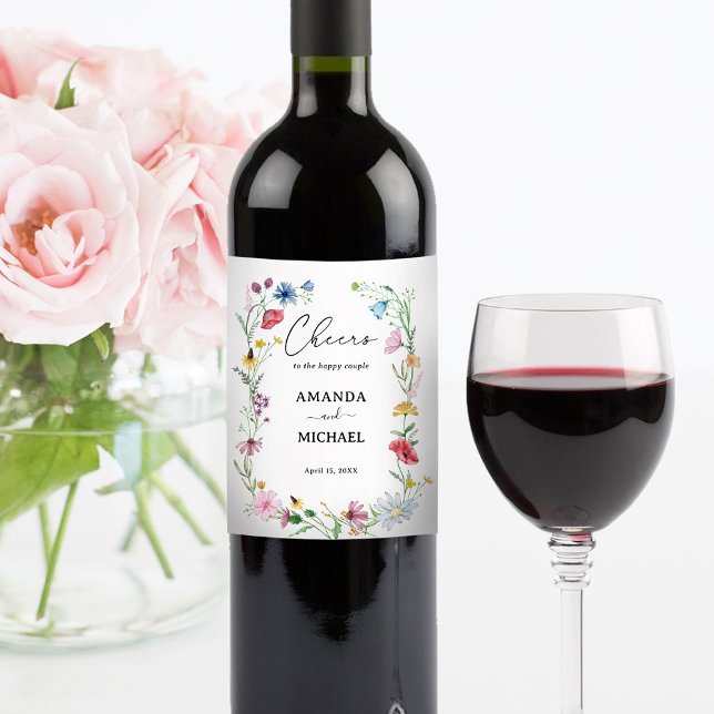 Elegant Wildflower Wedding Wine Label (Creator Uploaded)