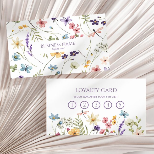 Elegant Wildflower Wild Flower Floral Custom Loyalty Card (Creator Uploaded)