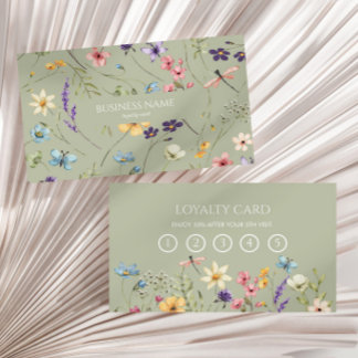 Elegant Wildflower Wild Flower Floral Custom Loyalty Card