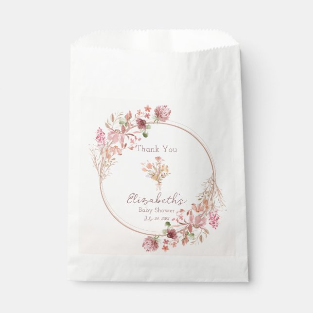 Elegant Wildflower Wreath Baby Shower  Favour Bag (Front)