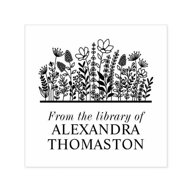 Elegant Wildflowers #2 Library Book Name Self-inking Stamp (Design)