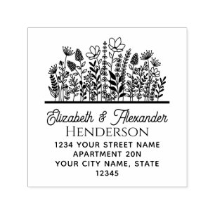 Elegant Wildflowers #2 Name Return Address Self-inking Stamp