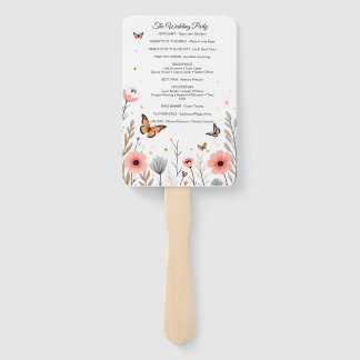 Elegant Wildflowers And Butterflies Wedding Hand Fan