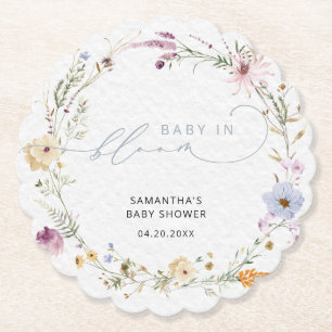 Elegant Wildflowers Baby in Bloom Paper Coaster