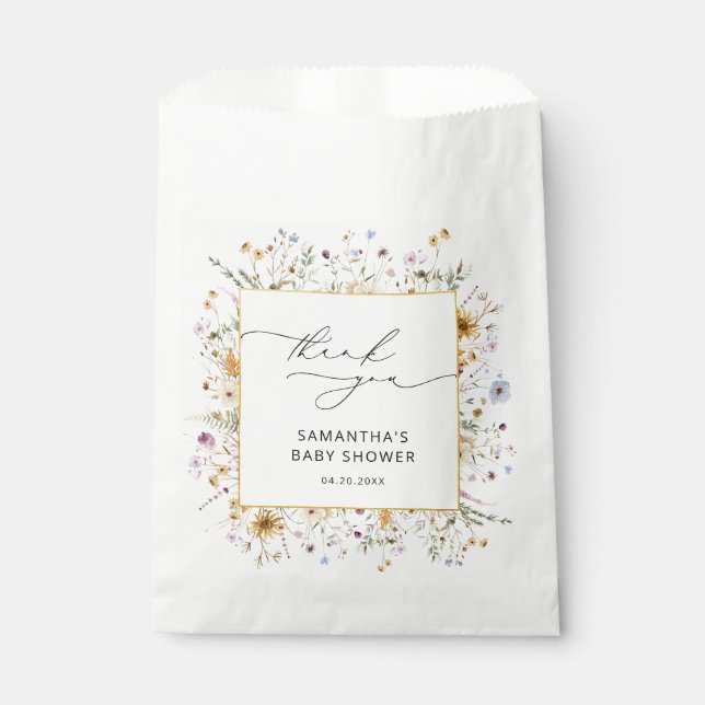 Elegant Wildflowers Baby Shower Thank You Favour Favour Bag (Front)