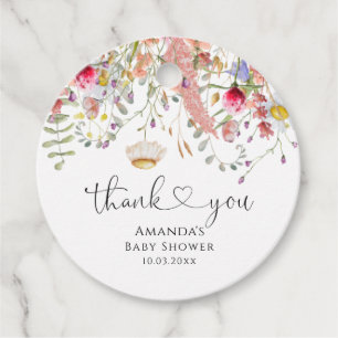 Elegant Wildflowers Baby Shower Thank You Favour Favour Tags