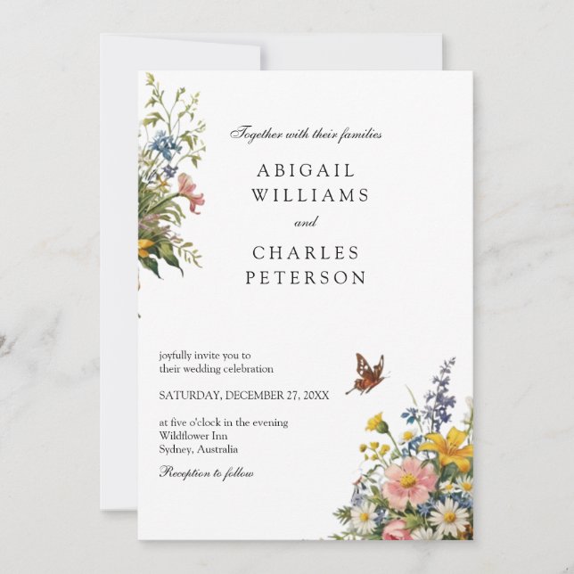Elegant Wildflowers bloom bouquet  Invitation (Front)