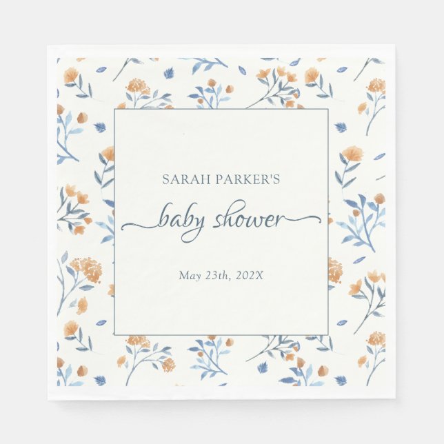 Elegant Wildflowers Boho Baby Shower  Napkin (Front)